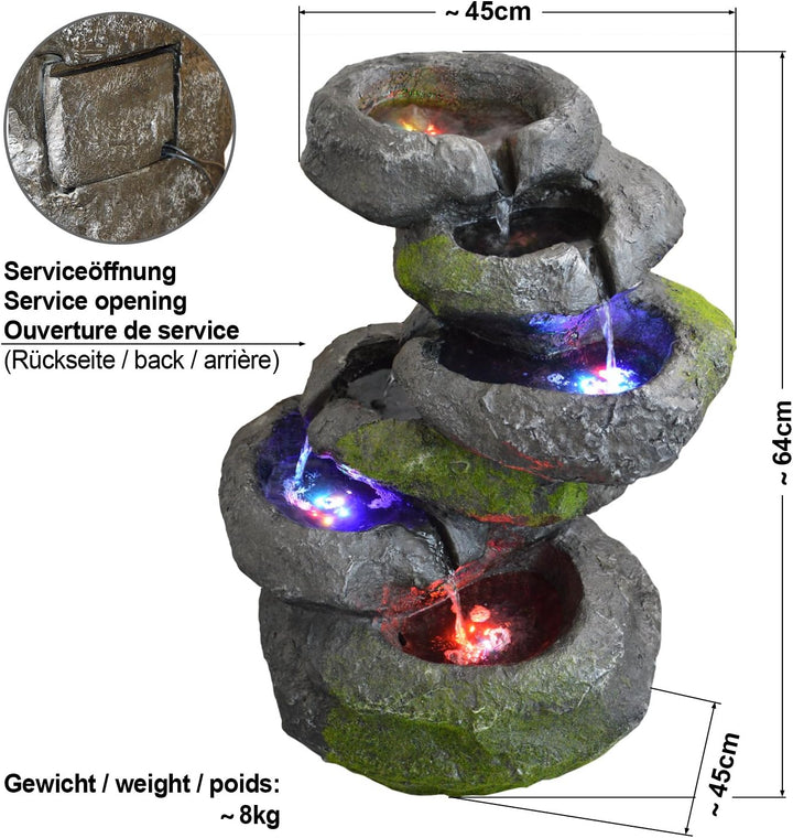 GARTENBRUNNEN BRUNNEN ZIERBRUNNEN VOGELBAD Wasserfall VOGELTRÄNKE GARTENLEUCHTE TEICHPUMPE GARTENDEK