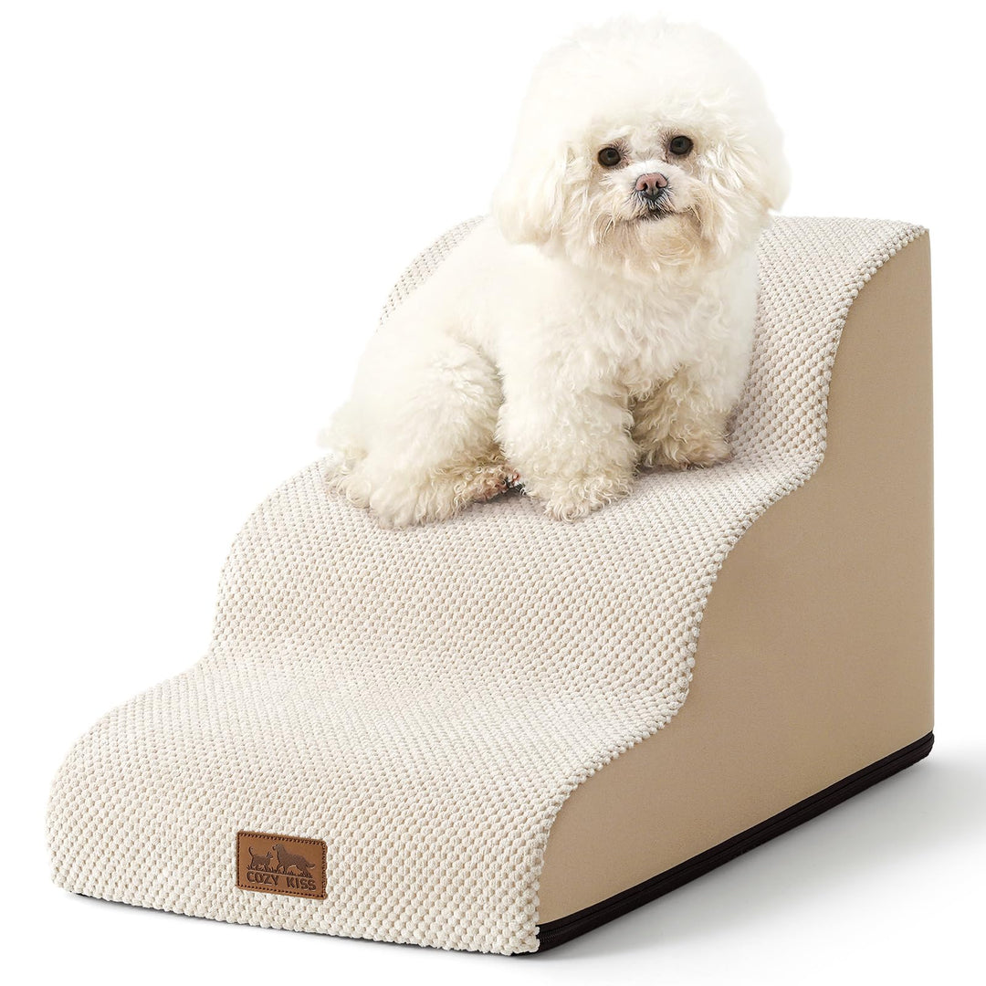 COZY KISS Hundetreppe für Kleine Hunde 40cm, Haustiertreppe für Couch aus Hochdichtem Schwamm, Hunde