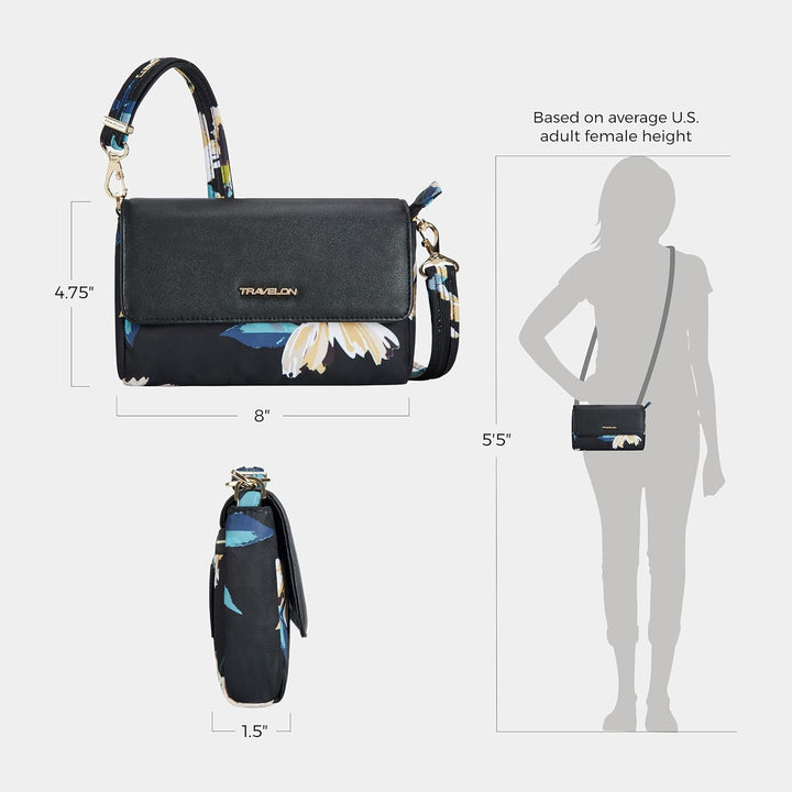 Travelon Addison Gürteltasche, Diebstahlschutz, umwandelbar, mit Blumenmuster, Einheitsgrösse Multic