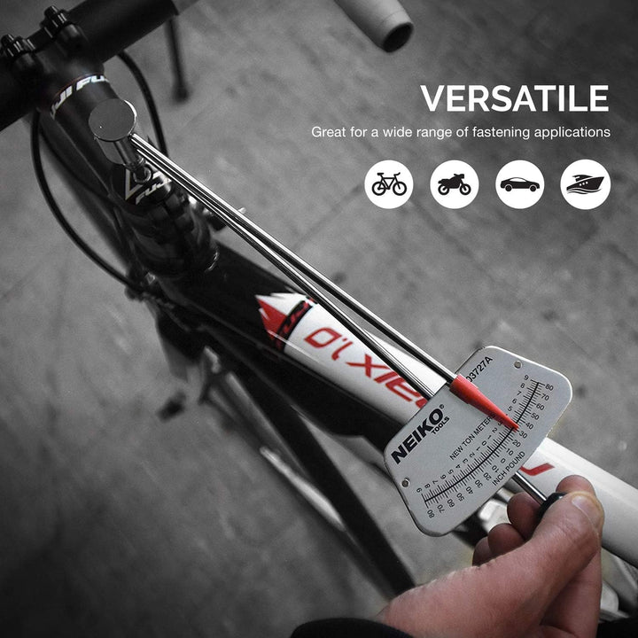 Neiko 03727A 1/4 Zoll Balken Drehmomentschlüssel, SAE und MM Fahrrad- und Automobilschlüssel, liest