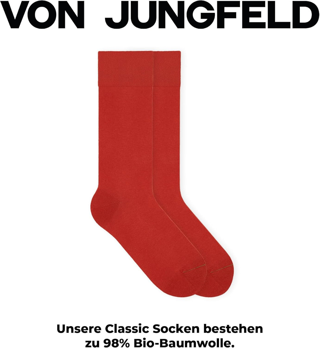 von Jungfeld - Herren Socken/Strumpf Herrensocken 3er-Pack einfarbig 39-42 Rot, 39-42 Rot