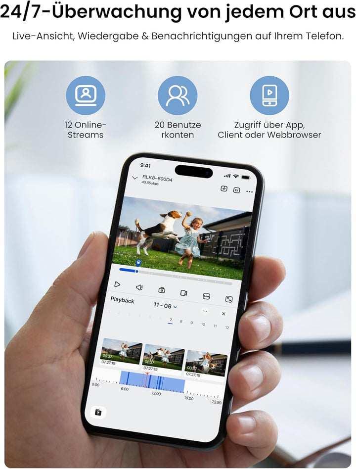 Reolink 4K Überwachungskamera Aussen Set, 4X 8MP PoE IP Kamera Überwachung mit Smarter Personenerken