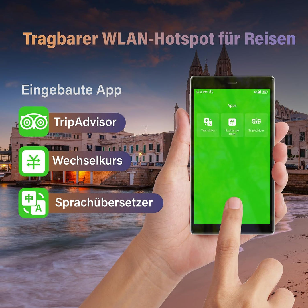 GlocalMe G4Pro 4G LTE Mobiler WLAN Router 2.4GHz/5G Hz, Mit 1GB globalen 16GB EU+US Daten, Keine SIM