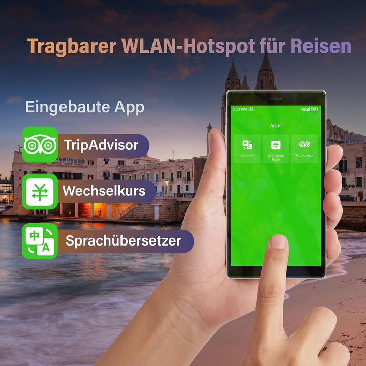 GlocalMe G4Pro 4G LTE Mobiler WLAN Router 2.4GHz/5G Hz, Mit 1GB globalen 16GB EU+US Daten, Keine SIM