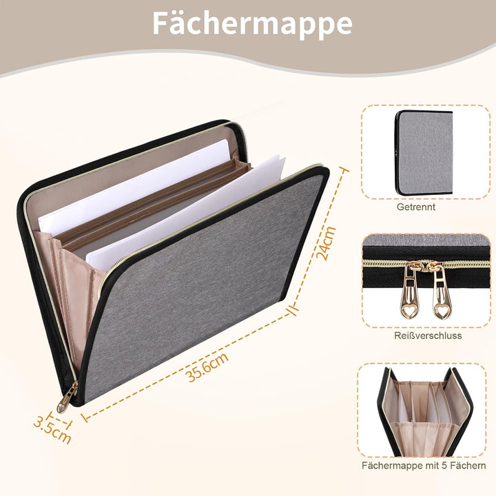 ESTARER Lehrertasche mit Erweiterter Aktenordnertasche,Arbeitstasche mit Fächern für Laptop,Tragbare