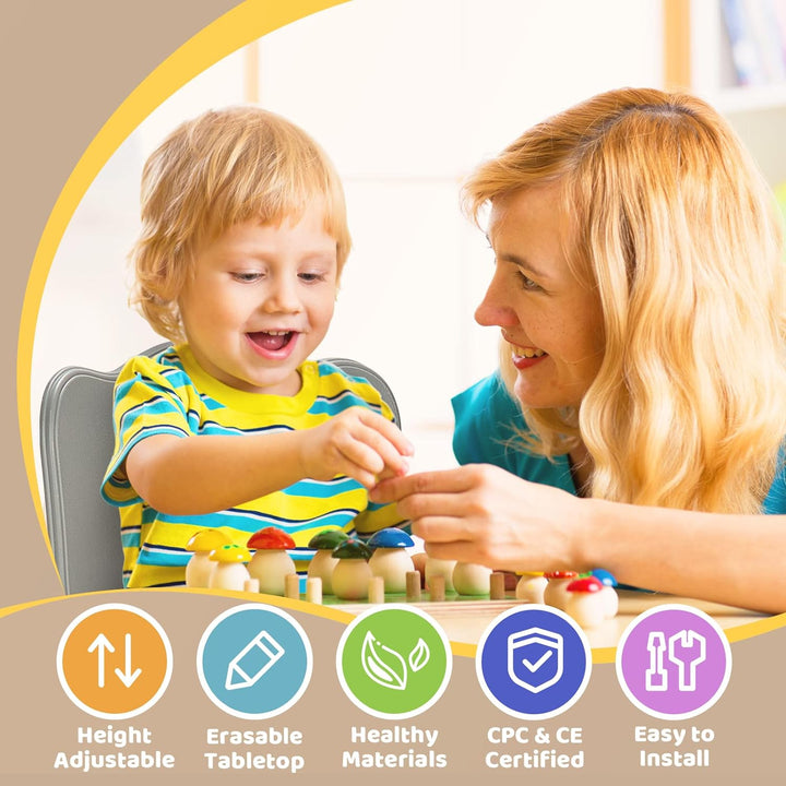 FUNLIO Kinderzimmertisch & -stuhlsets, höhenverstellbar für Kinder im Alter von 3-8 Jahren, leicht a