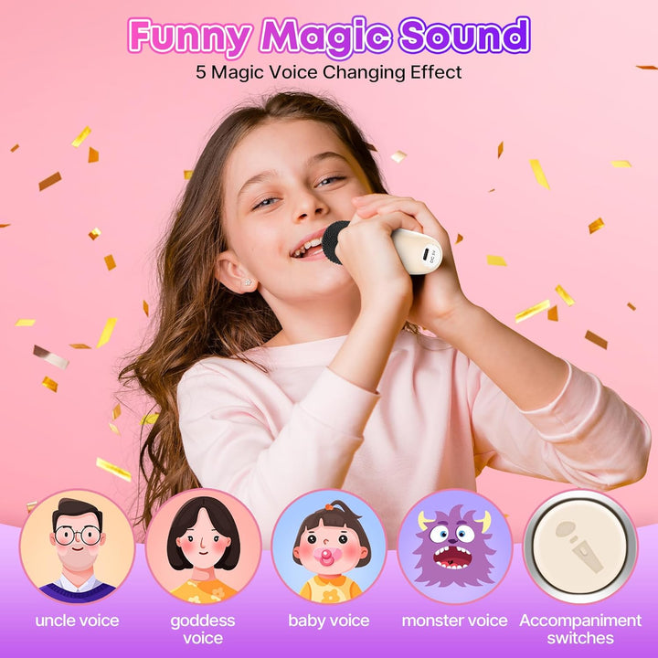 Karaoke Maschine mit 2 Mikrofonen, Geburtstag Geschenk für Kinder ab 3 Jahre, Karaoke Maschine Kinde