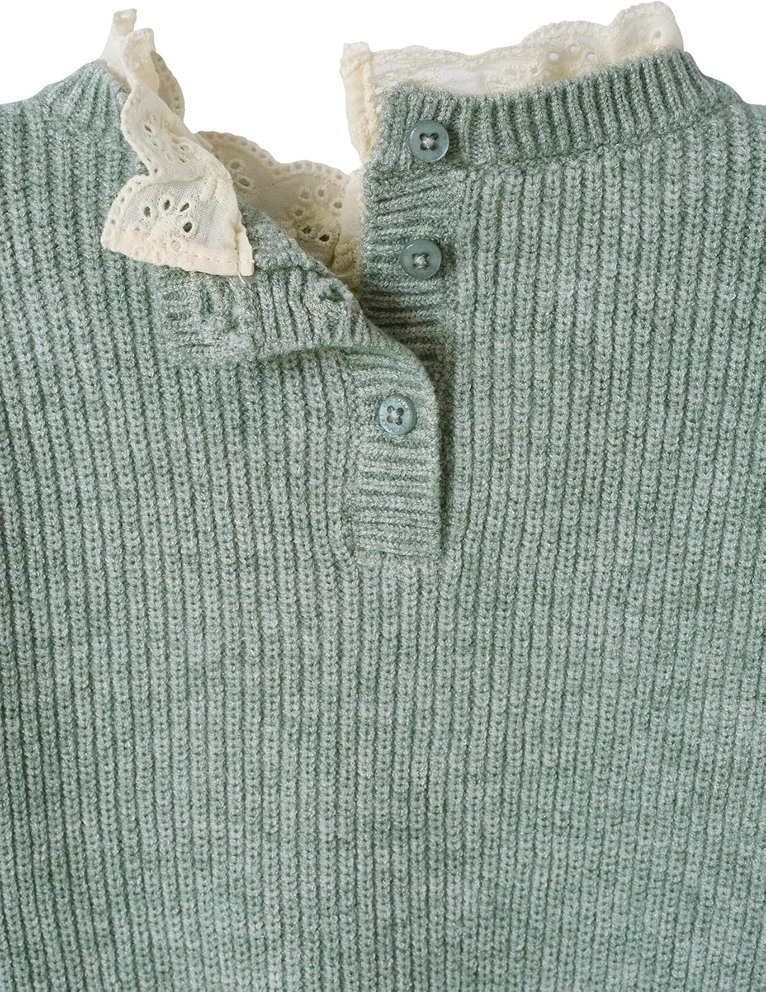 Vertbaudet Baby Pullover mit Volantkragen, Capsule Collection Mama, Tochter & Baby 9 Monate Salbeigr