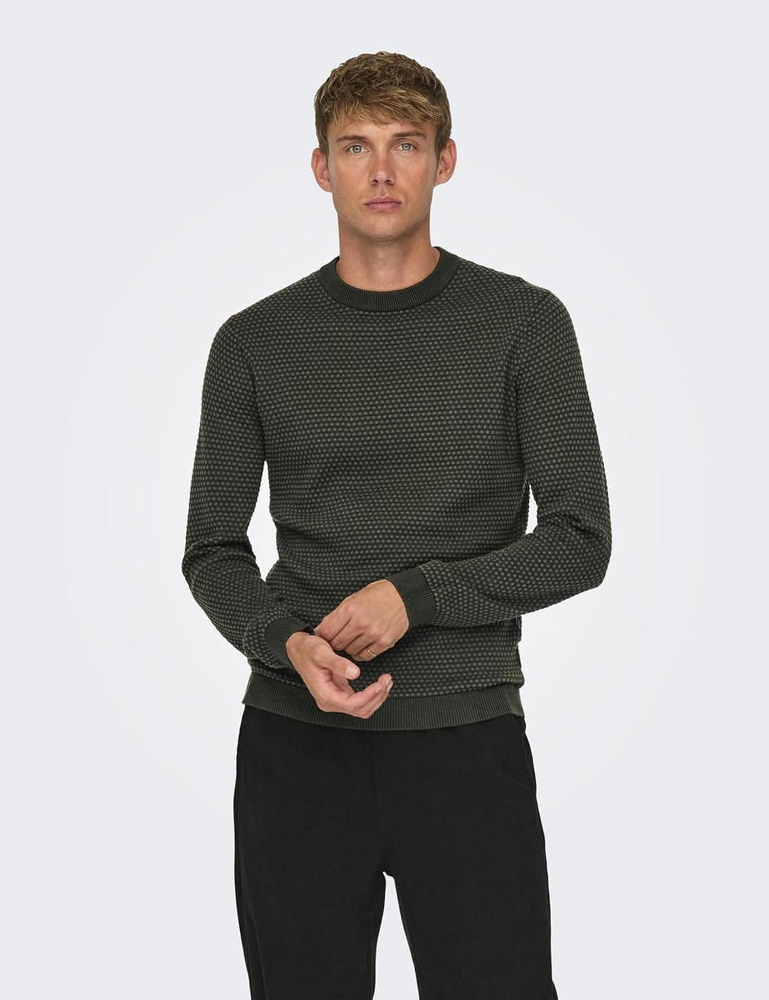 ONLY & SONS Herren Strickpullover XS Rosin/Pattern:forest Night Dots, XS Rosin/Pattern:forest Night