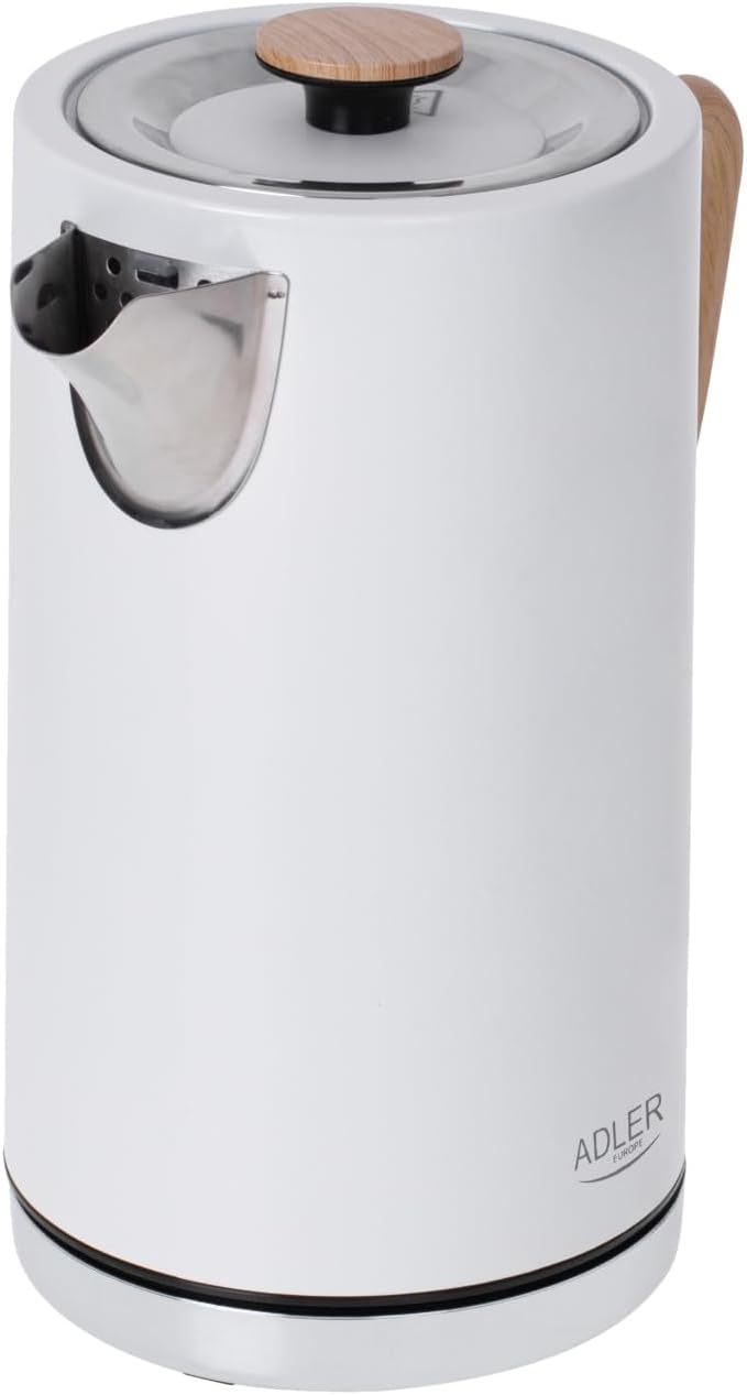 ADLER-Metallkessel 1,5 l, Sicherheitskontrollsystem, 2200 W Leistung, weiss