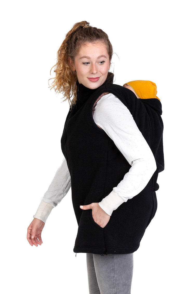 Viva la Mama - Trageweste aus Fleece, Winter Zusatzweste für Tragejacken - RERIK S schwarz - vorn un