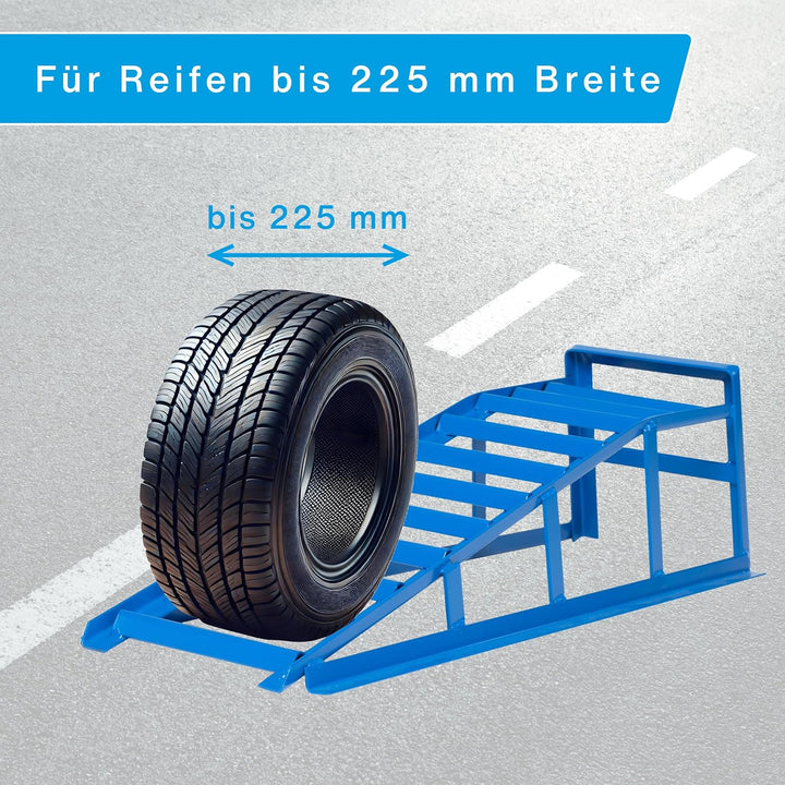 cartrend PKW Auffahrrampen-Set, bis 225 mm Hebebühne Kfz Rampe Auffahrbock Hebeplattform mit Überfah