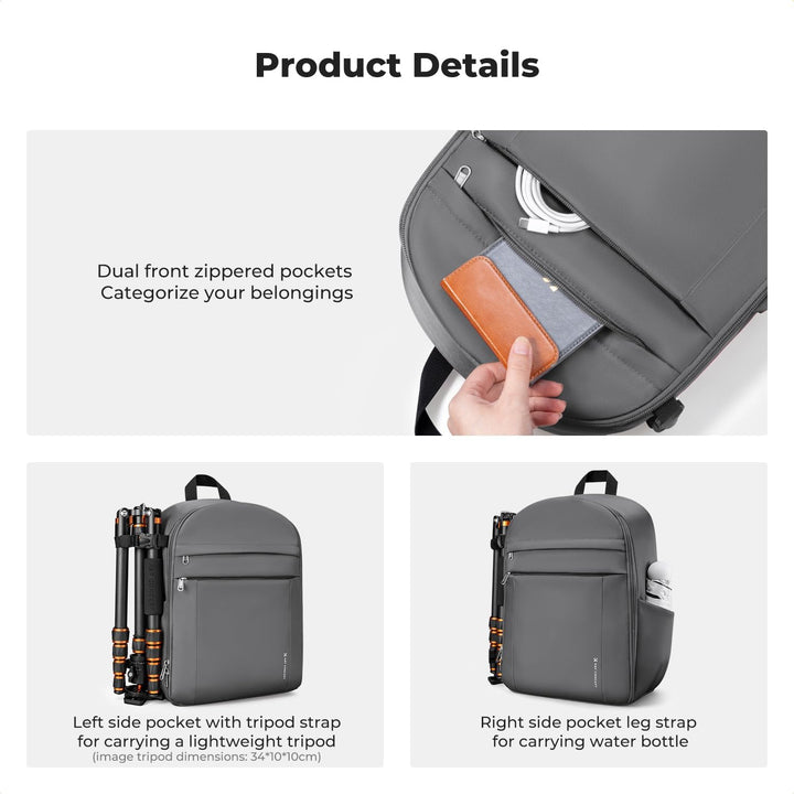 K&amp;F CONCEPT Kamerarucksack Fotorucksack Kompakt &amp; Leicht mit Regenschutz Dunkelgrau, Dunkelgrau