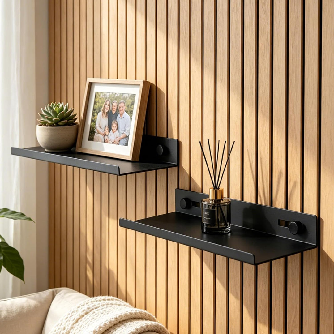 1 Pcs Regal für Akustikpaneele Ohne Bohren, Akustikpaneele Zubehör Schwarz | für Vertikale Horizonta