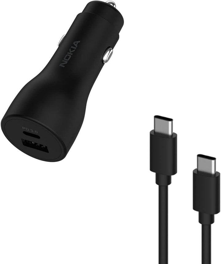 Nokia PC-18WC In Car Telefonladegerät, 18 W mit Verwirrungsfreiem USB Kabel, Schnelles Telefonladege