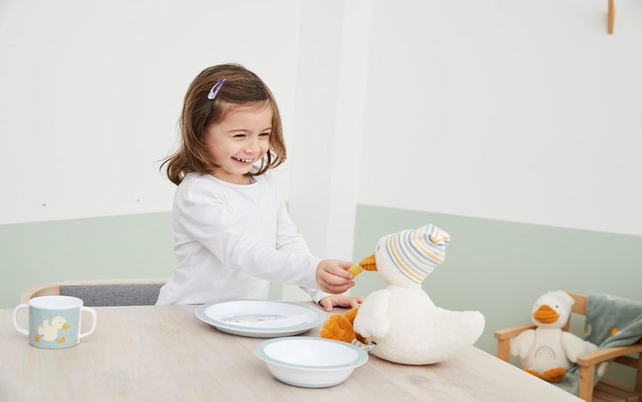 Sterntaler Geschirrset Ente Edda Lou steingrün, 5er Set für Jungen und Mädchen bestehend aus Henkelt