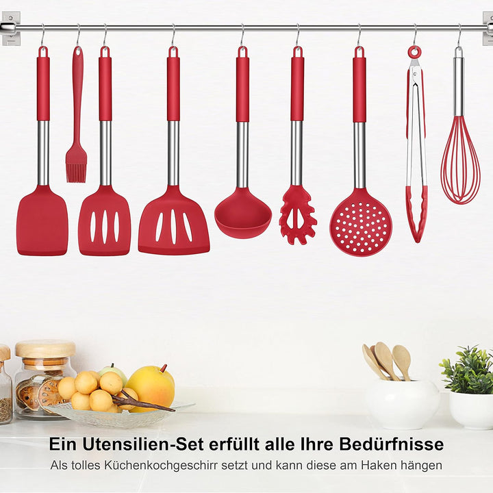 Herogo Küchenhelfer Set, 25 Stück Silikon Küchenutensilien mit Halter, Hitzebeständiger Kochbesteck