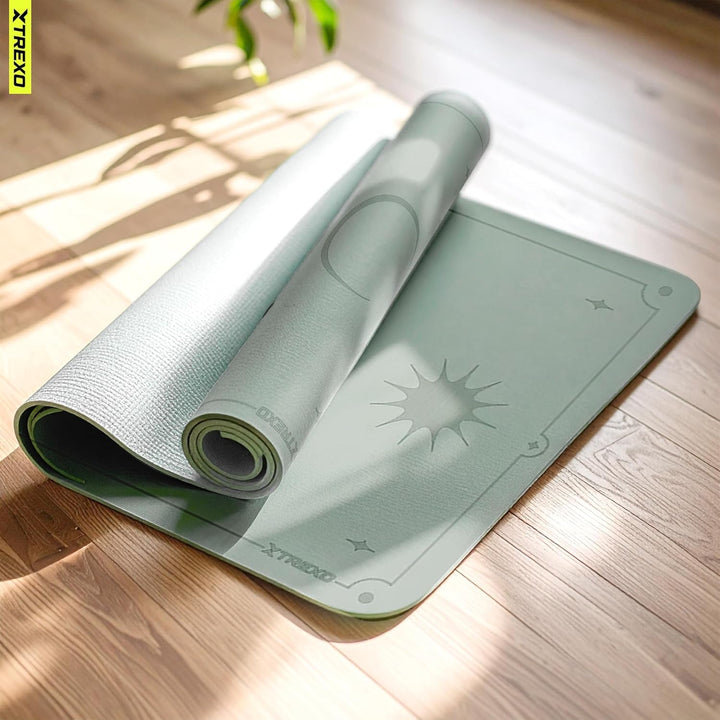 XTREXO Yogamatte 183x61 cm gross und 6 mm dick Yoga Matte aus ökologischem TPE mit rutschfester Ober