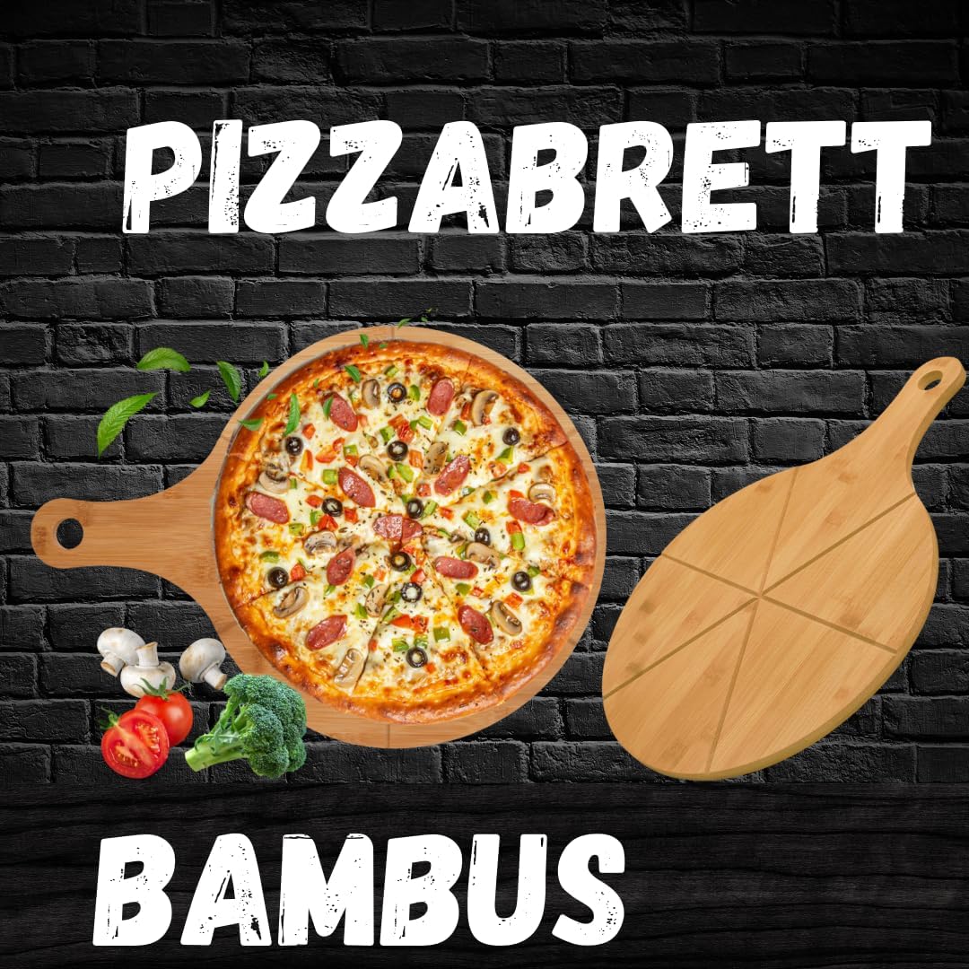 hausleben Pizzateller 33cm holz (2er-3er-4er Set) - Pizzabrett gross mit Griff, Platzteller, Pizzabr