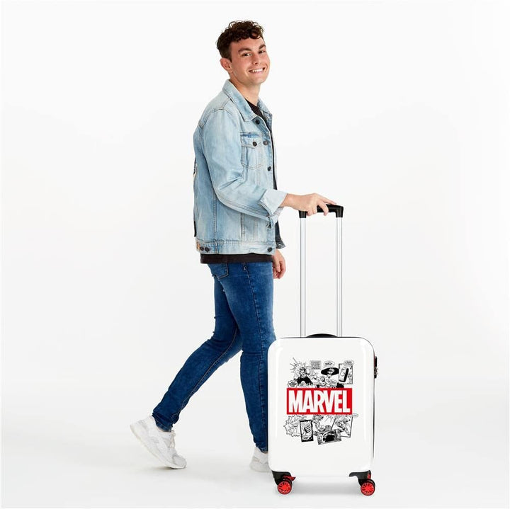 Marvel Avengers Comic Kabinenkoffer Weiss 40x55x20 cms Hartschalen ABS Kombinationsschloss 34L 2,6Kg
