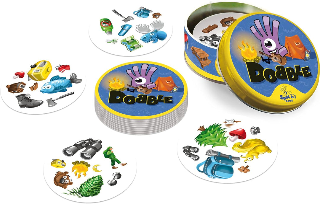 Asmodée Dobble Camping Kartenspiel, ab 6 Jahren, 2–8 Spieler, Spieldauer 15 Minuten, (in englischer