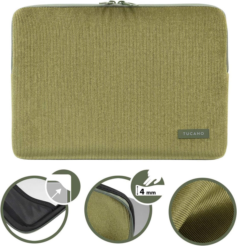 Tucano Second Skin Velluto Notebook Sleeve aus Cord und Neopren 12 Zoll, MacBook Pro 13 Zoll ab 2016