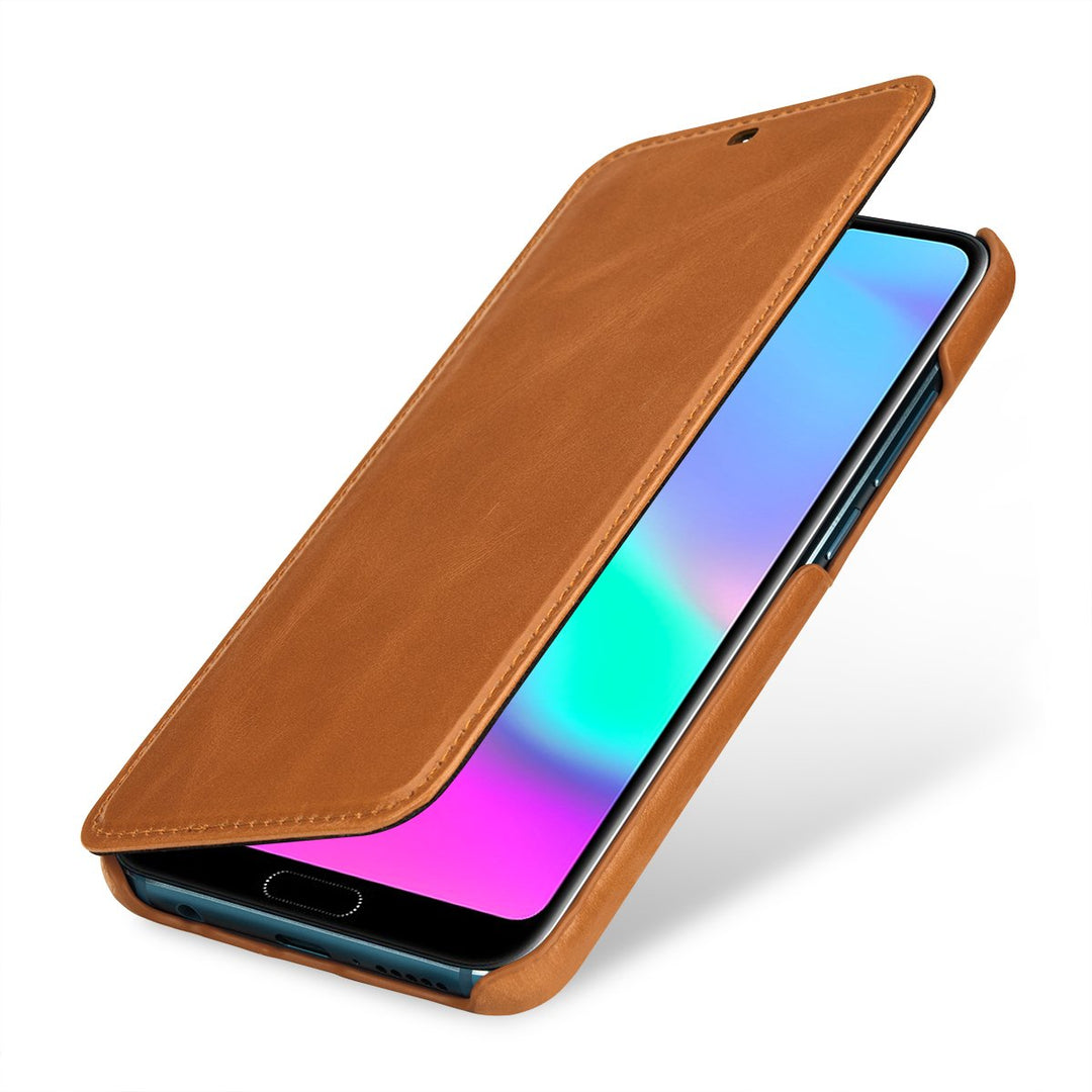 STILGUT Book Type Lederhülle kompatibel mit Huawei Honor 10. Seitlich klappbares Flip-Case aus Echtl