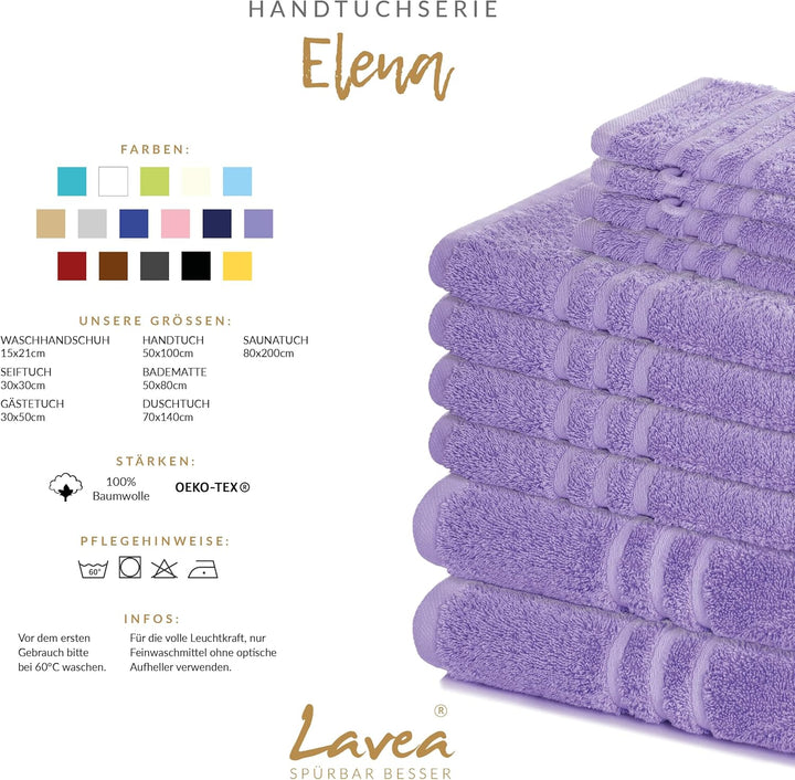 2er Set Saunatuch 80x200cm, Frottierserie Elena, Lavendel 2 x 80 x 200 cm Lavendel, 2 x 80 x 200 cm