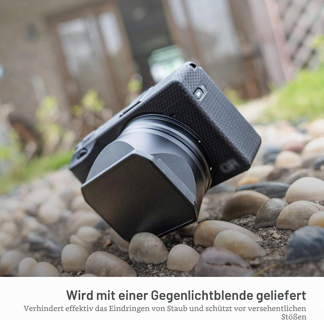 JJC Kamera-Gegenlichtblende aus Metall mit Haubendeckel für Ricoh GR IIIx GR3x Digitalkamera, reduzi