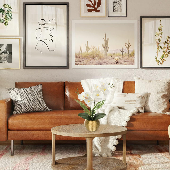 Kunstblumen wie Echt Orchideen Künstlich Blumen Deko Kunstpflanze Phalaenopsis im Goldfarbenen Topf