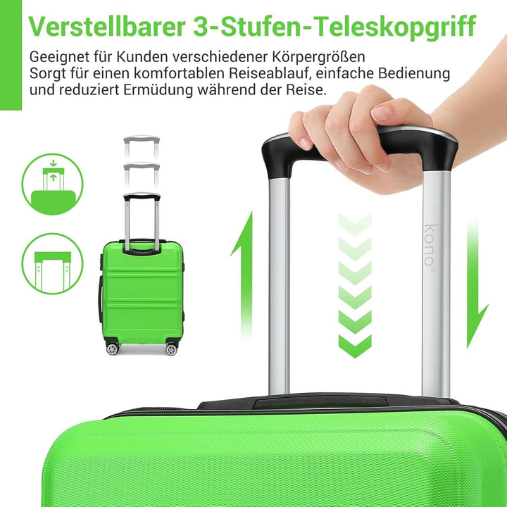 KONO Trolley Koffer Mittelgross 4 Rollen Leicht Hartschalenkoffer Reisekoffer mit TSA Schloss, 65x44