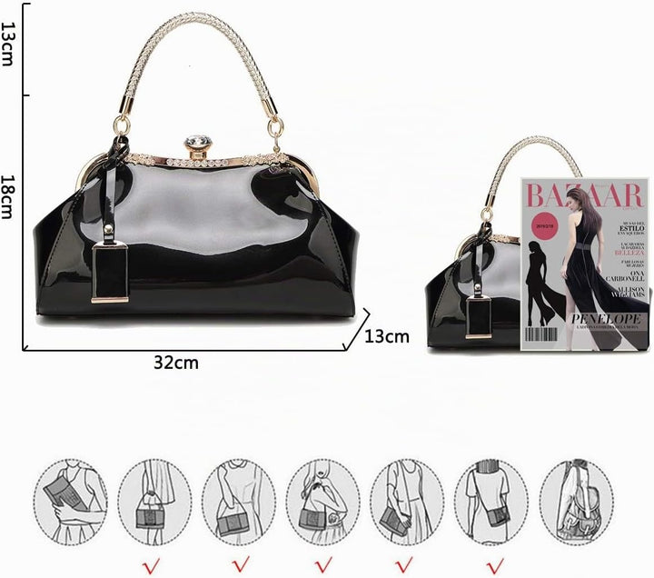Coolives Damen Tasche Handtasche aus PU-Lackleder Henkeltasche Schultertasche Umhängetasche für die