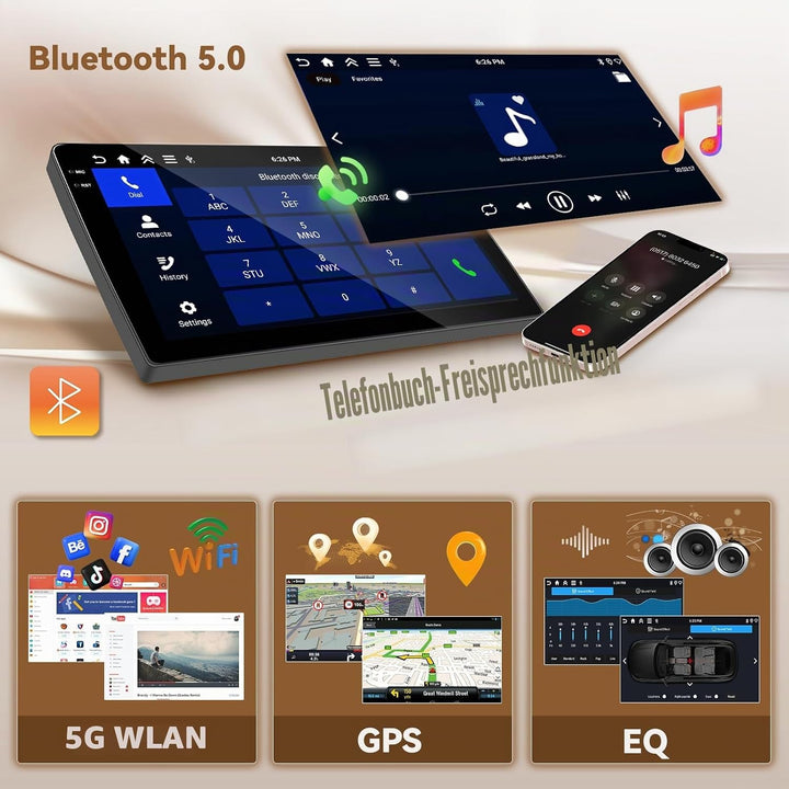 Hikity Android 15 4+128G Autoradio für Mazda 6 2007-2012 mit 9 Zoll Incell Touchscreen, Autoradio 2D