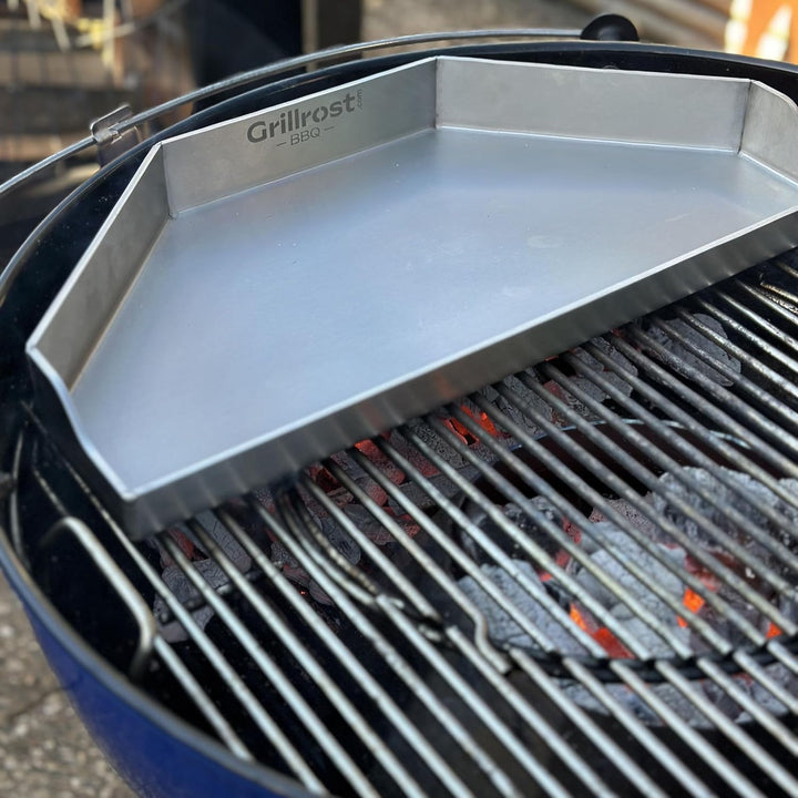 Grillrost.com Das Original Halbrunde Plancha für Kugelgrills – 4 mm Edelstahl - dicht geschweisst
