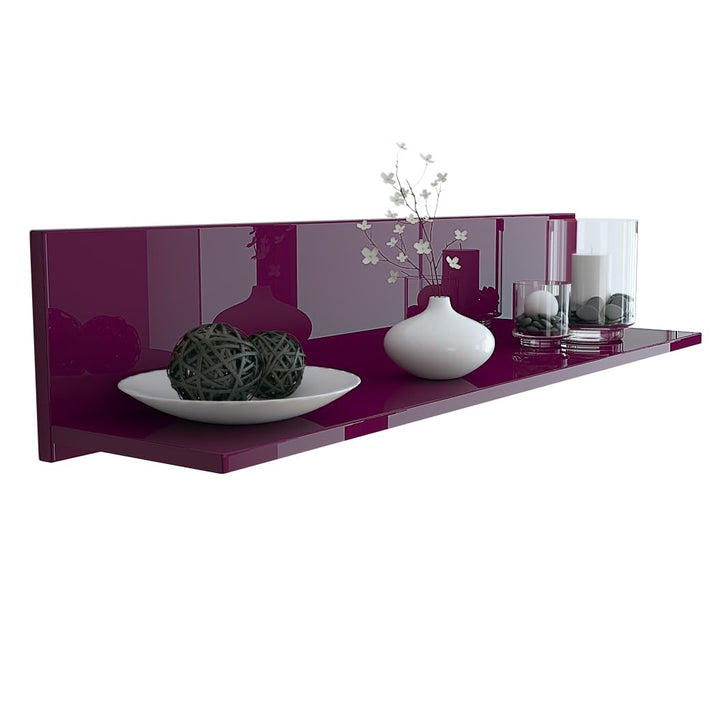 Vladon Wandregal Skadu, Schweberegal mit praktischer Ablage, Brombeer Hochglanz (97,5 x 18,5 x 18,5