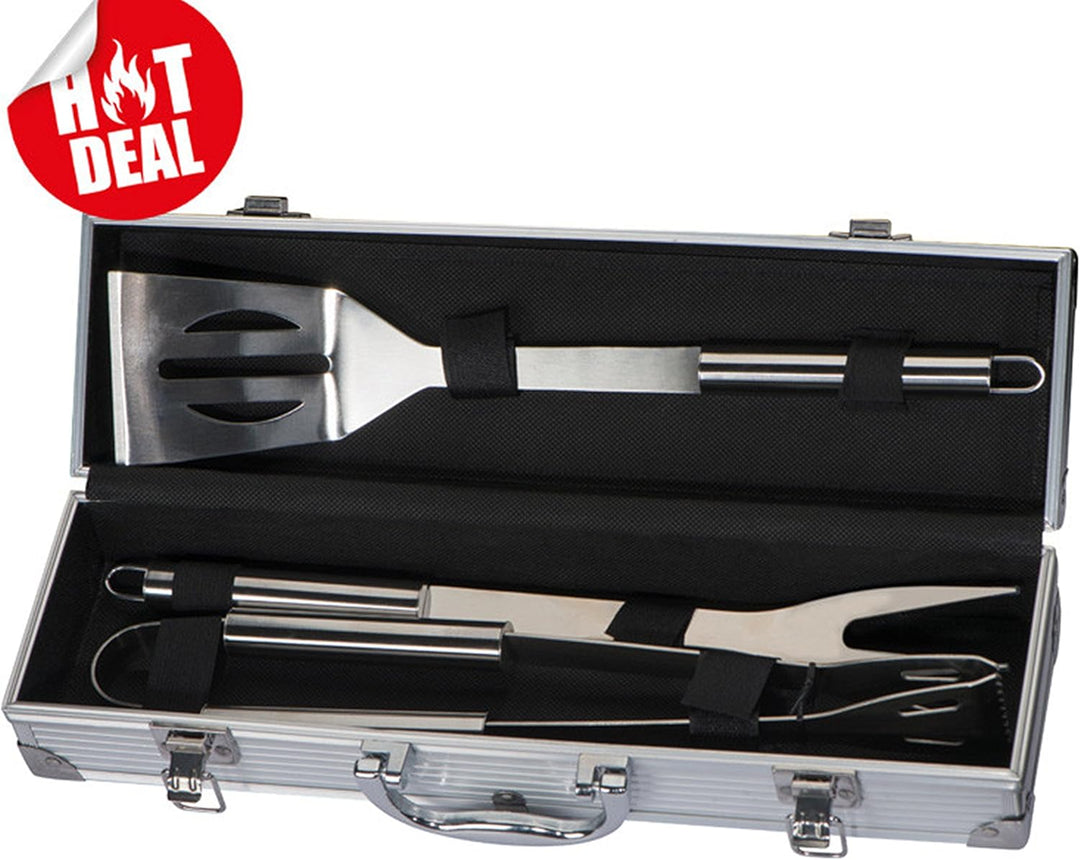 Grillbesteck mit Name individuell graviert, BBQ Set mit Gravur, Grillzange, Fleischwender, Geschenk
