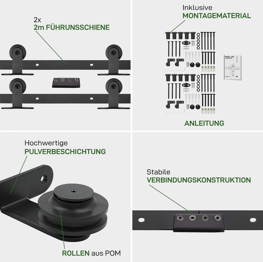 1x Natural Goods Berlin SCHIEBETÜRSYSTEM mehrere Modelle, Schwarz pulverbeschichtet, 2-10m, Scheunen