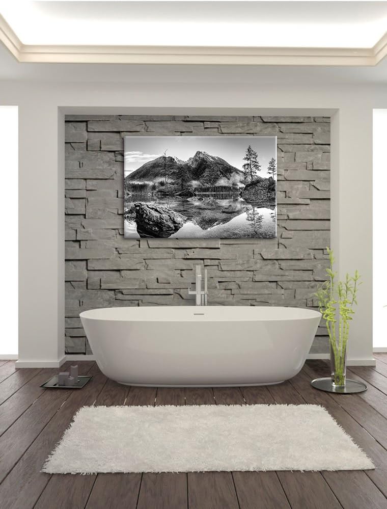 Pixxprint Sonnenaufgang am Hintersee als Leinwandbild/Grösse: 100x70 cm/Wandbild/Kunstdruck/fertig b