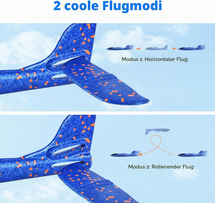 XXL 2 Stücke 44cm Styroporflieger Kinder,Flieger Styropor Flugzeug Styropor Kinder,Wurfgleiter Flieg