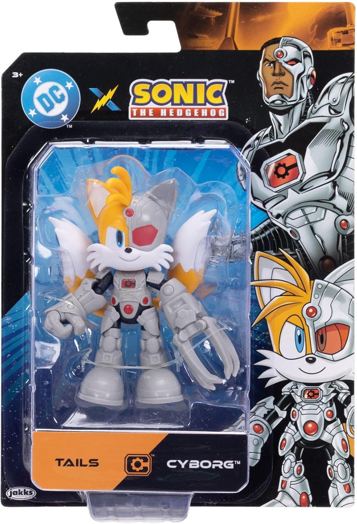 DC x Sonic Tails als Cyborg 13 cm grosse Actionfigur, offiziell lizenziert von Jakks Pacific, hochbe