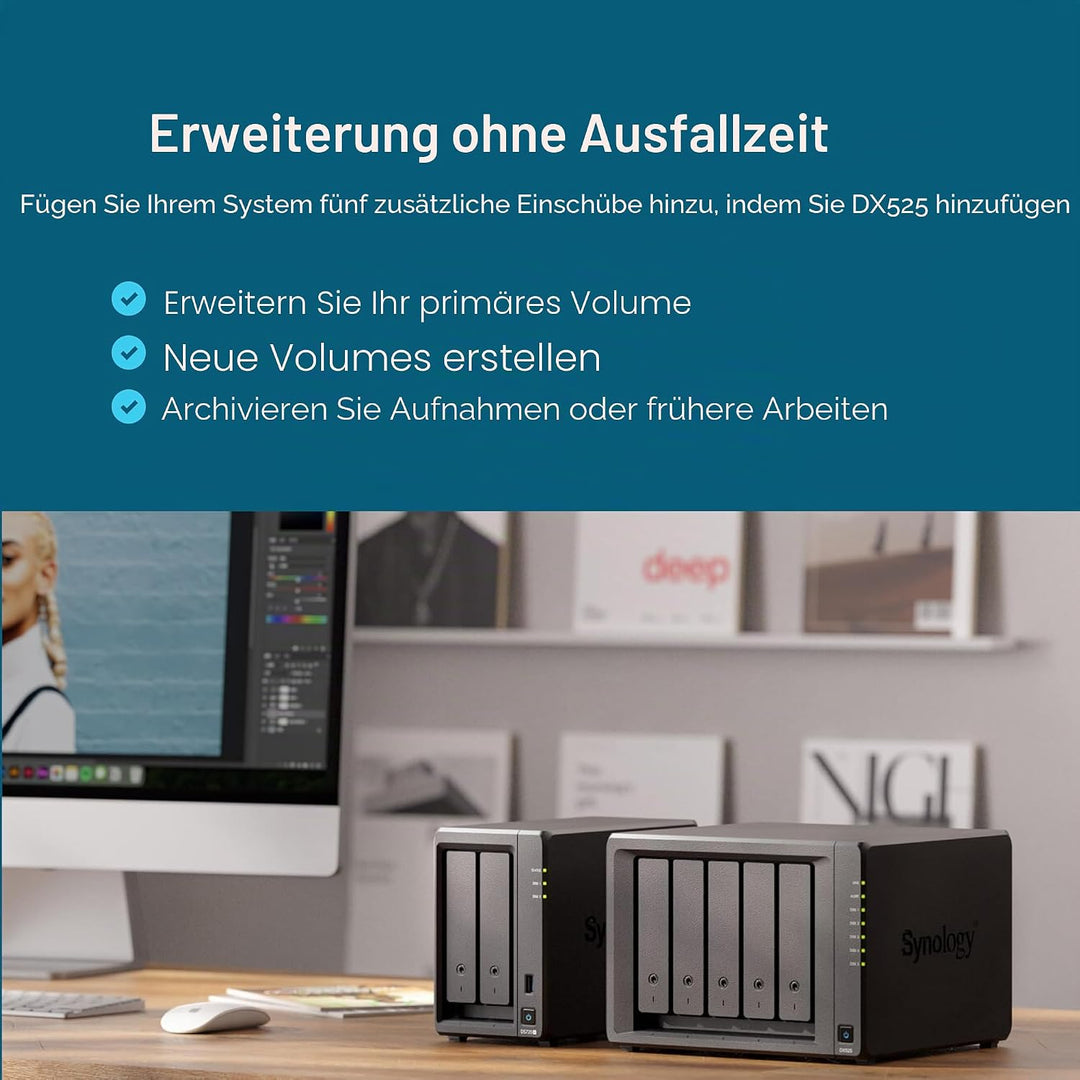 Synology DS725+ NAS-Kit mit 2 Einschüben, Ryzen CPU, 4 GB Speicher, 2,5 GbE-NIC Standardbenutzer, in