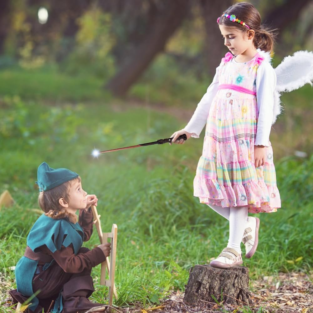 NAVESO 35CM Zauberstab mit Licht, USB Aufladung Zauberstab In Geschenkbox mit Zauberspruchkarte, Bah