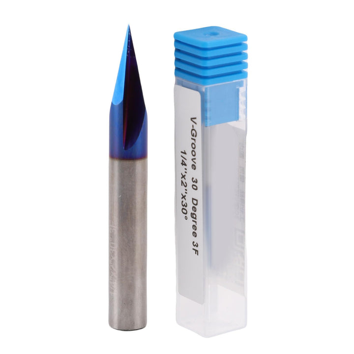 Weytoll V-Nut-Gravurfräser 30 Grad 3 Schneiden 1/4 Zoll Schaft Nano-beschichtetes Hartmetall zum Gra