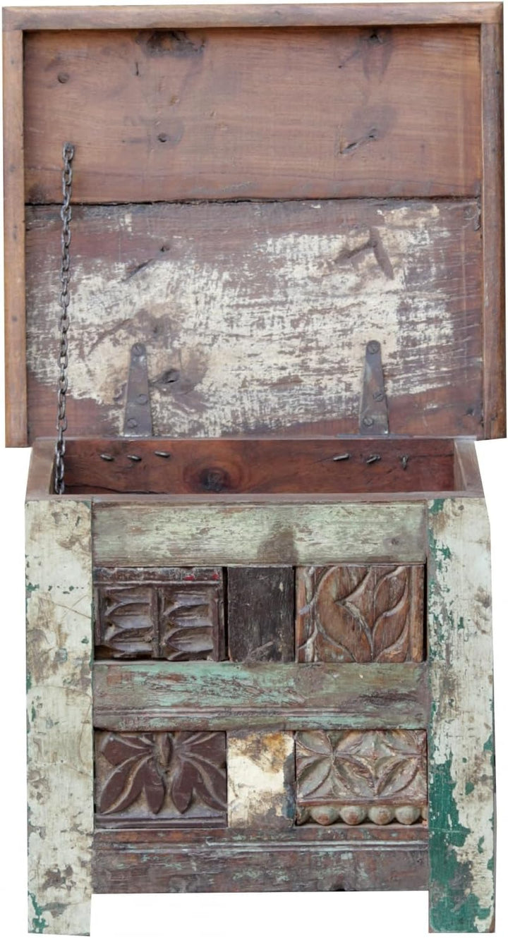 GURU SHOP Holztruhe, Holzbox, Kiste, Handgefertigt, mit Eingesetzten Ornamenten - Modell 12a, Braun,