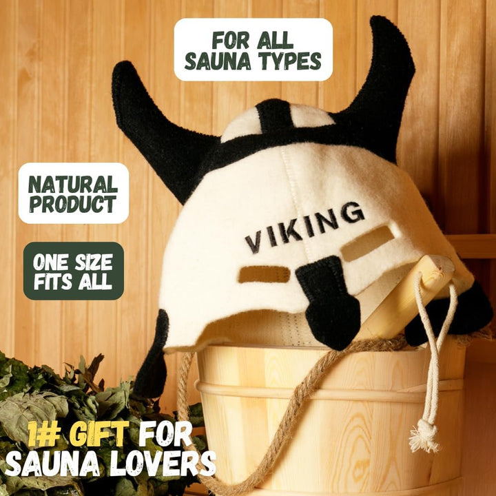 Natural Textile Saunahut 'Sauna Viking' White - 100% organische Wollfilzmützen - Schützen Sie Ihren