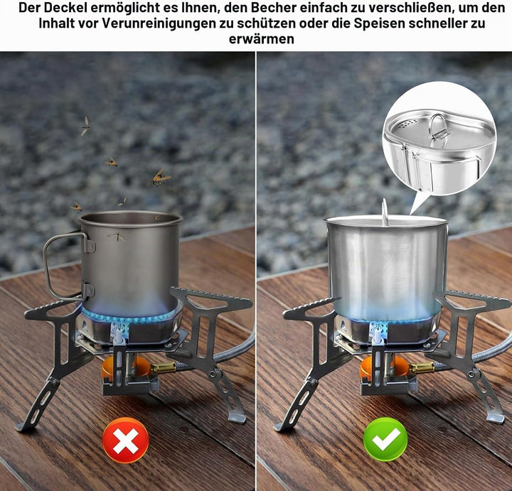 IHONYI Feldflaschenbecher Tragbar Camping Wasserflasche Rostfreier Stahl Draussen Feldflasche Wasser