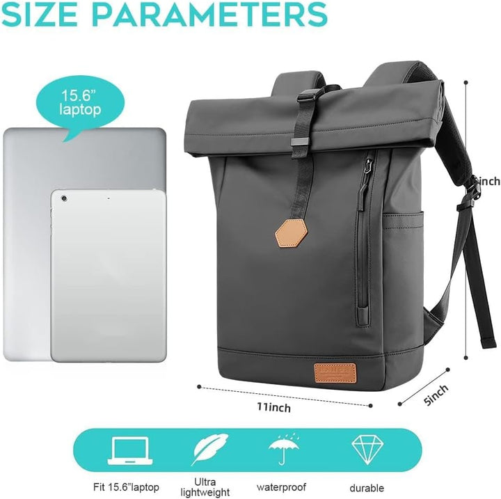 BANGE Rolltop-Rucksack Grosse Kapazität Casual Rucksack Laptop Rucksack Quadratische Reiten Wasserdi