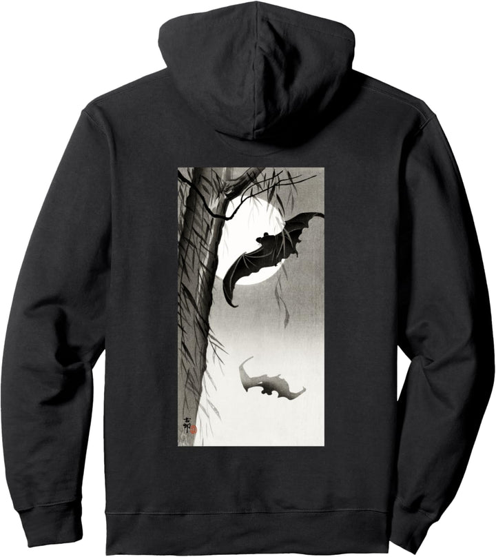Fledermäuse unter dem Vollmond Gemälde von Ohara Koson Pullover Hoodie