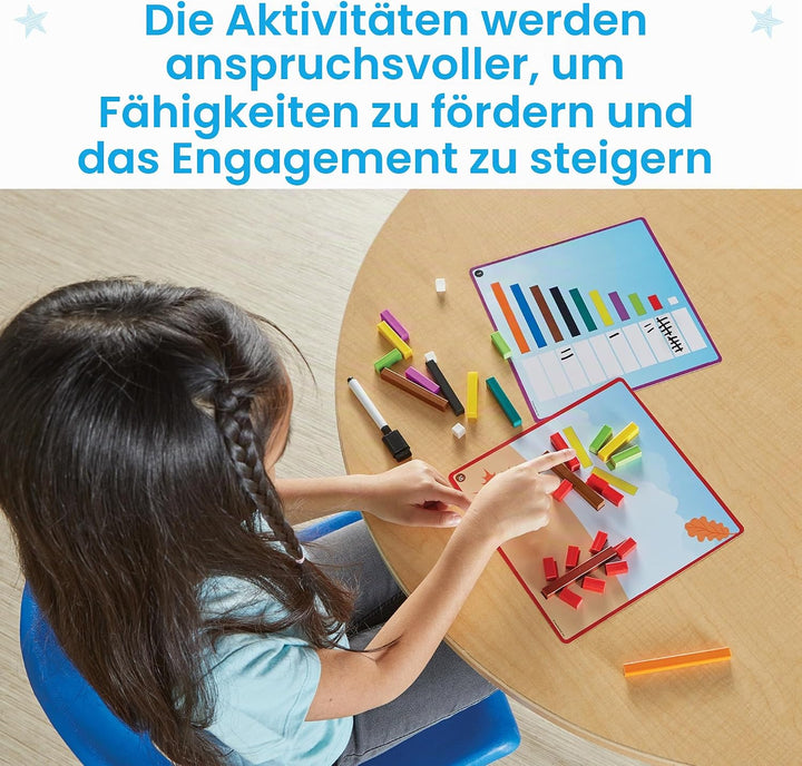 Cuisenaire-Stäbe Mathe-Set, Alter ab 5 Jahren, Vorschulniveau, Zahlen-Stäbe, Platzwerte, Materialien