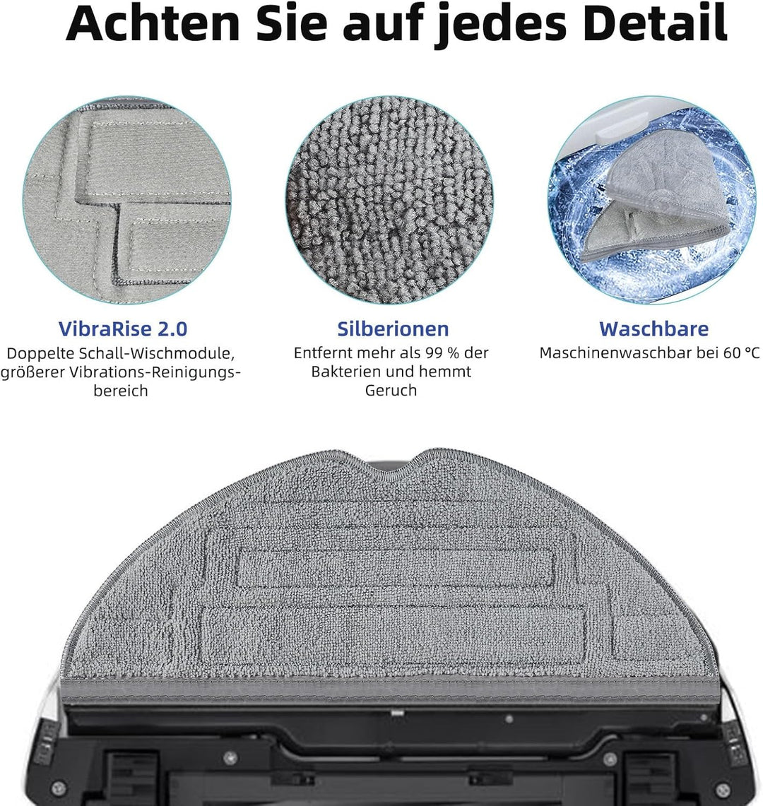 17 Stück Zubehör für Roborock S8 Pro Ultra Saugroboter mit 2 Hauptbürste 4 Wischtücher 4 Filter 6 Se
